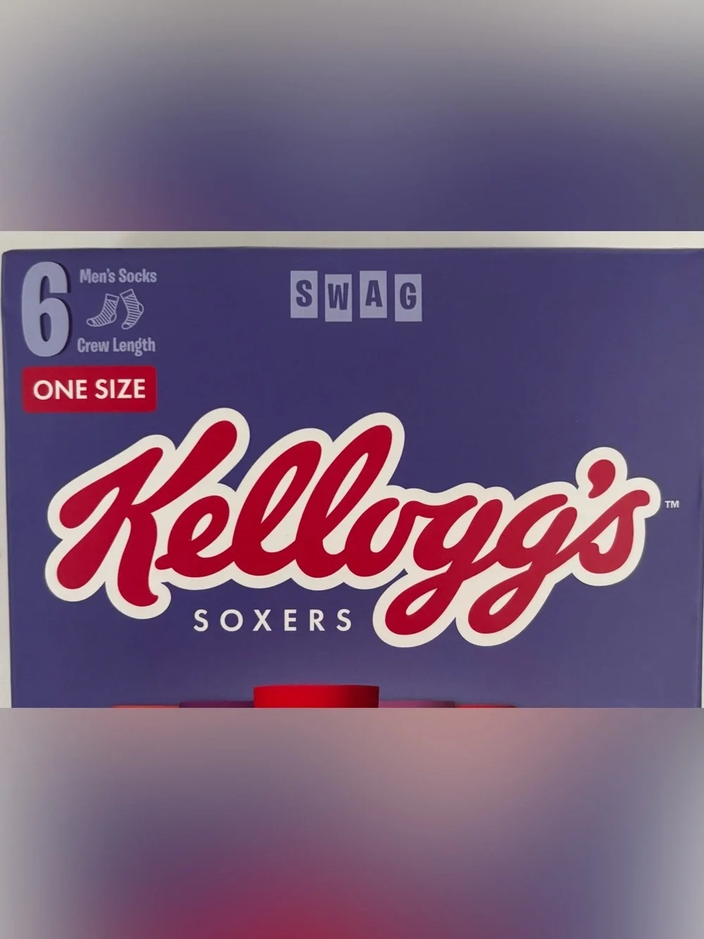 Kelloggs mens crew soxer socks 6 pairs NEW NWT cereal One size